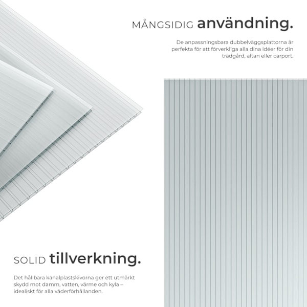 tectake 10 kanalplastskivor Shiny av polykarbonat, kapningsbara - 121 x 60,5 x 0,38 cm Transparent