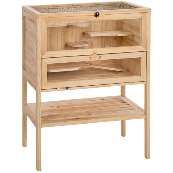 tectake Hamsterbur av trä 60 x 40 x 80 cm Brun