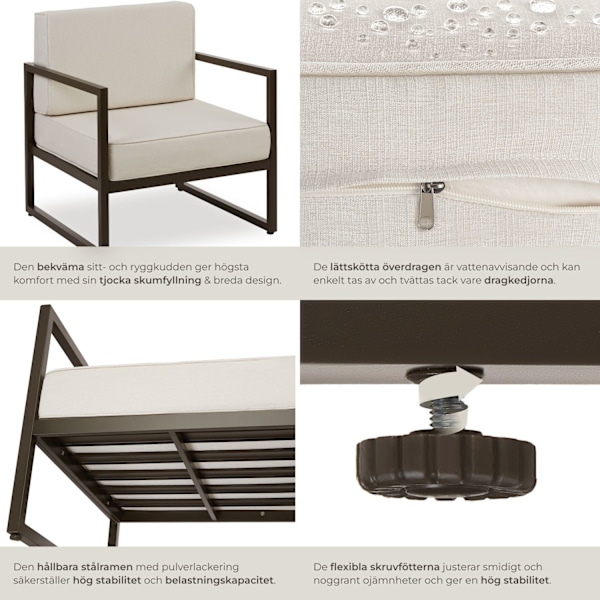 tectake Loungestol Comosa - Uppsättning av 2 Beige