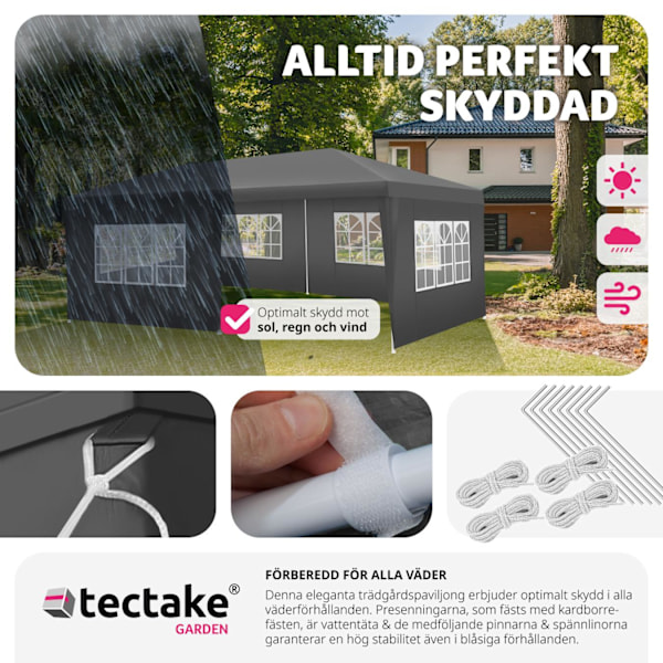 tectake Paviljong Vivara 6x3m med 5 sidopaneler grå