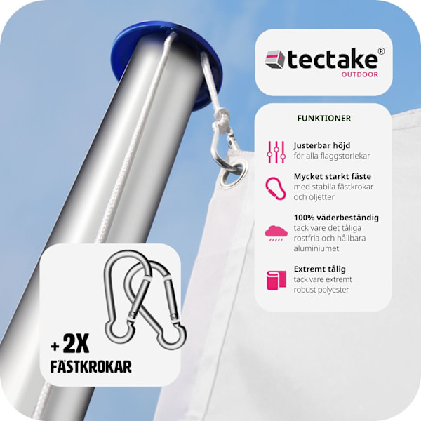 tectake Flaggstång i aluminium multifärg