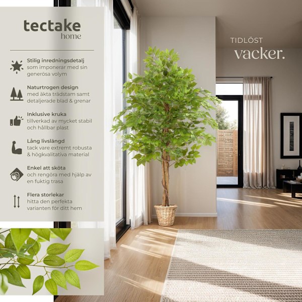 tectake Konstgjort fikusträd Fida, naturtrogen textur - 160 cm Grön