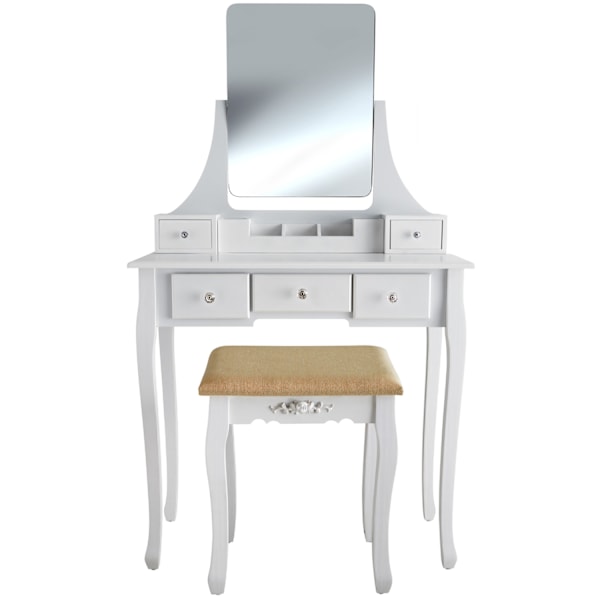 tectake Claire sminkbord med pall Vit