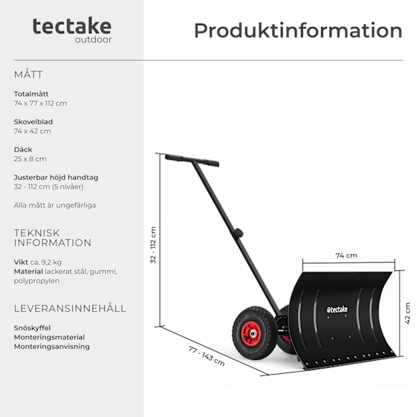 tectake Snöskyffel Muttler med mönstrade luftdäck Silver
