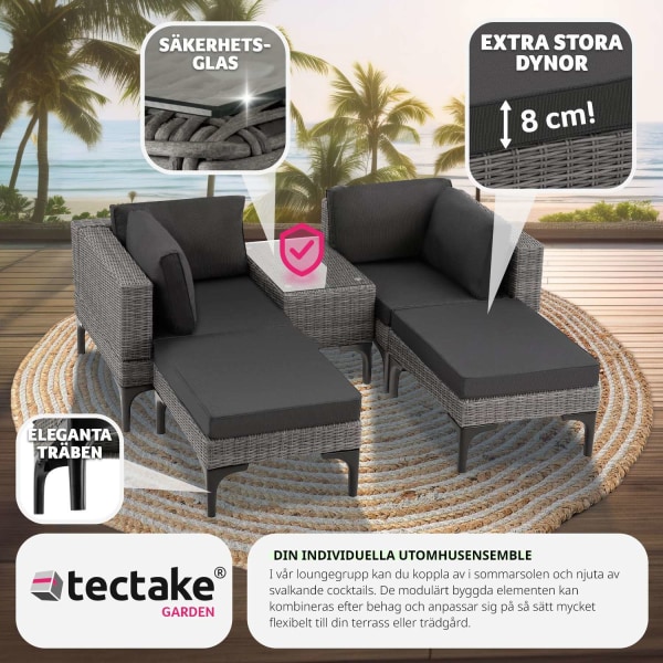 tectake Loungeset Bellaria med aluminiumstomme grå