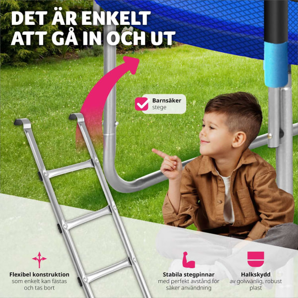 tectake Studsmatta, trampolin med skyddsnät, upp till 80 kg - 30 Blå