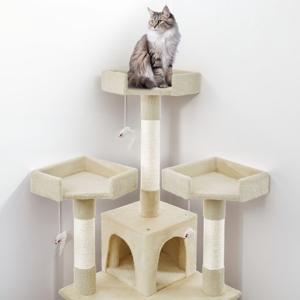 tectake Katt klösträd, klösmöbel Barney Beige