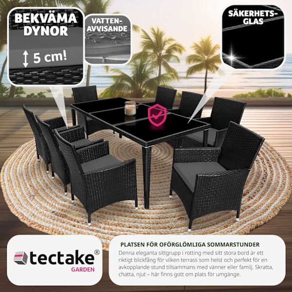 tectake Matgrupp Menorca i konstrotting Svart