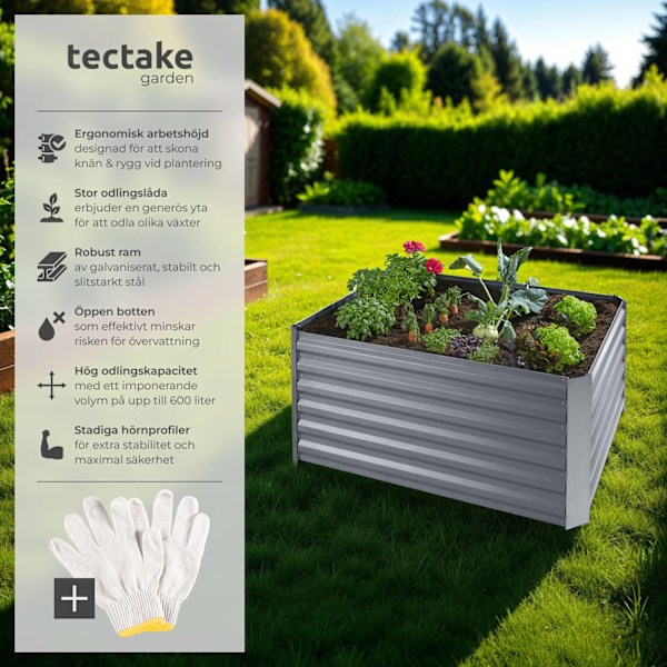 tectake Upphöjd odlingsbädd Salvia galvaniserad Silver