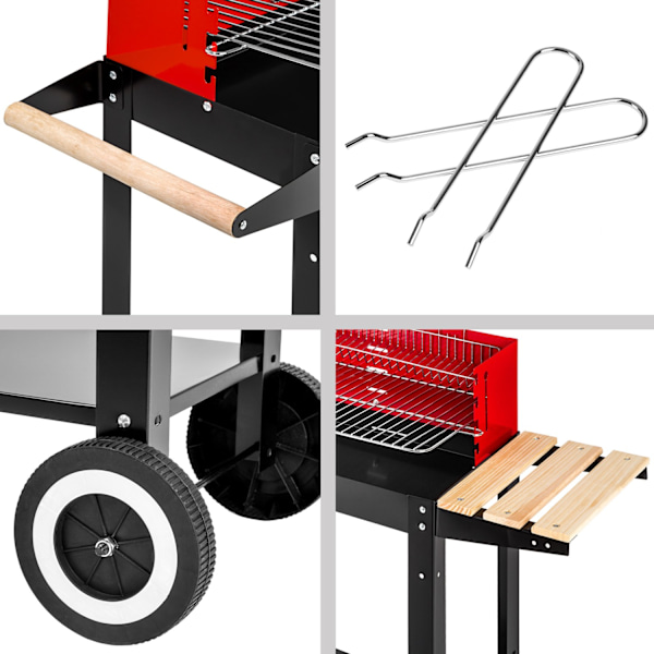 tectake Kolgrill med två hjul Röd