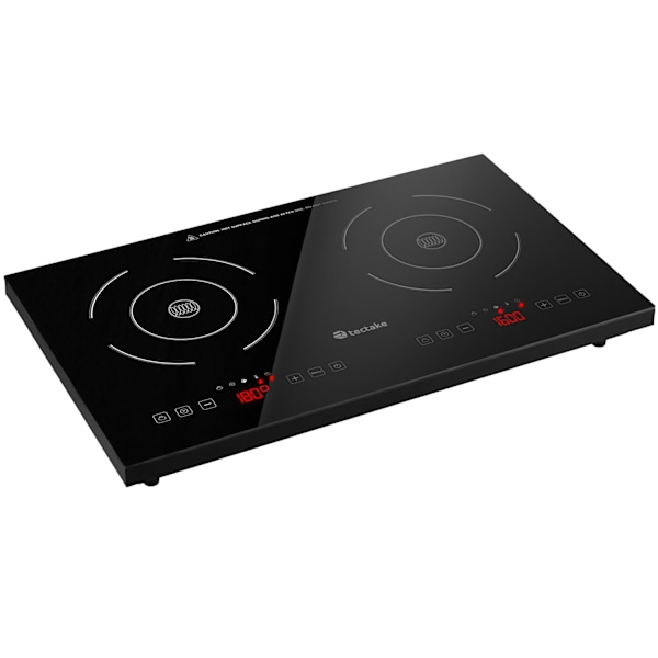 tectake Induktionshäll dubbel 3500 W Svart
