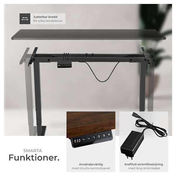 tectake Höj- och sänkbart skrivbord Twain Svart