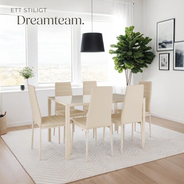 tectake Matstolar konstläder -  Uppsättning om 4 Beige
