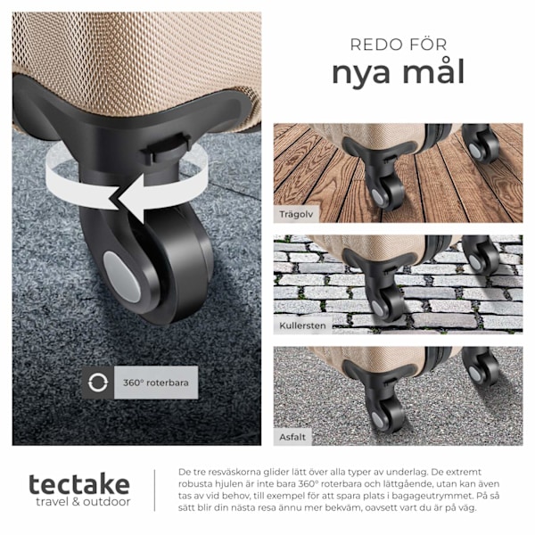 tectake Resväskor 4 set Pucci, bagage av ABS-hårdplast Champagne
