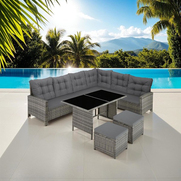 tectake Loungeset Barletta i konstrotting Beige