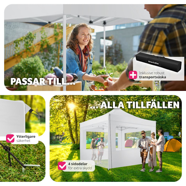 tectake Paviljong Olivia 3x3m med 4 väggar Vit