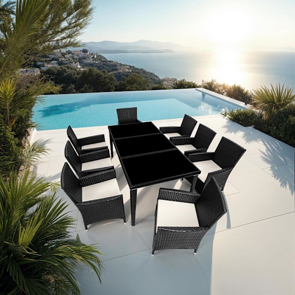 tectake Matgrupp Menorca i konstrotting Svart