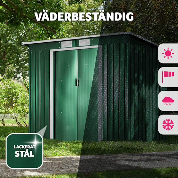tectake Redskapsbod med snedtak 213x130x173cm Grön