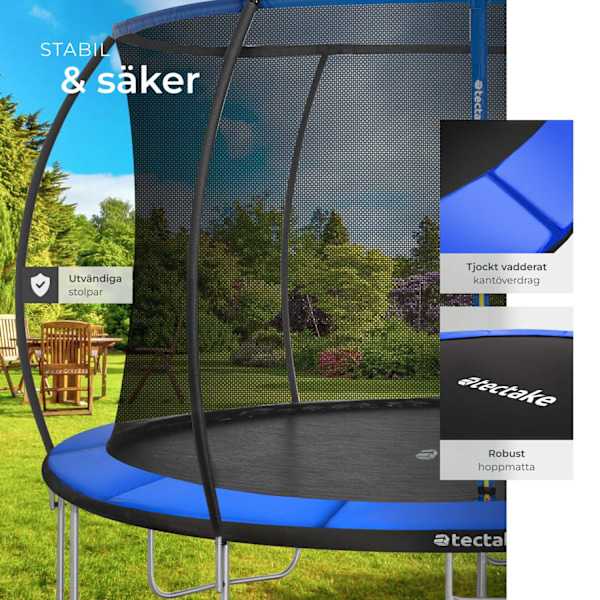 tectake Studsmatta Jumpy med skyddsnät - 366 cm Blå