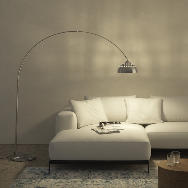 tectake Golvlampa Arcus, stål, 60W Matt nickel