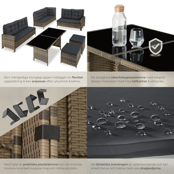 tectake Loungeset Barletta i konstrotting Natur