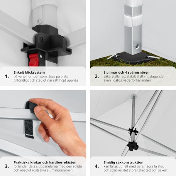 tectake Paviljong Olivia 3x3m med 4 väggar Vit