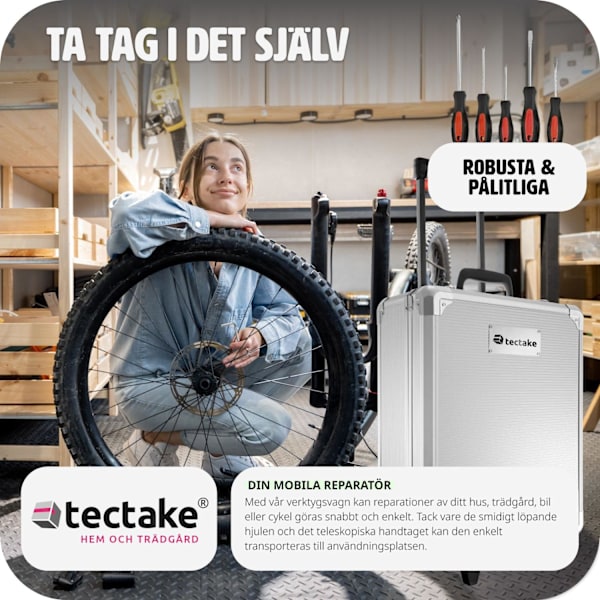 tectake Verktygslåda på hjul Tim Silver
