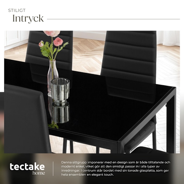 tectake Matgrupp Brandenburg 6+1 Svart
