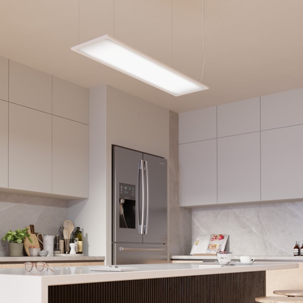 tectake LED-panel Lucerna, ultratunn, varmvit, strömsnål - 119,5 x 29,5 cm Vit