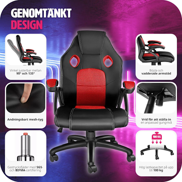 tectake Gamingstol Mike Röd