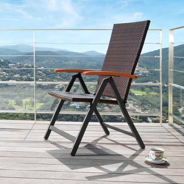 tectake Canberra rottingstol med hopfällbar aluminiumram grå