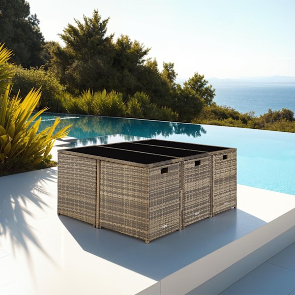 tectake Matgrupp Malaga i konstrotting inkl regnskydd Natur
