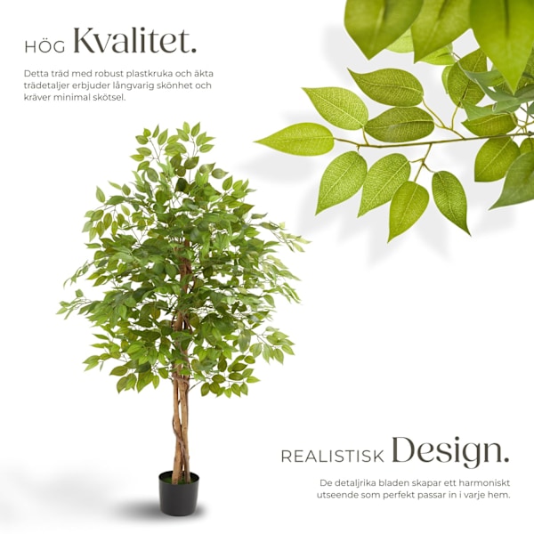 tectake Konstgjort fikusträd Fida, naturtrogen textur - 160 cm Grön