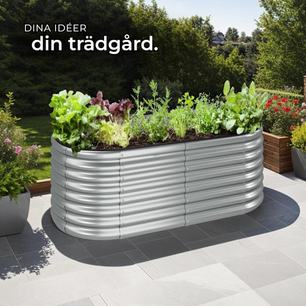 tectake Odlingslåda Flormma i galvaniserat stål 603 L, 160x80x60cm Silver