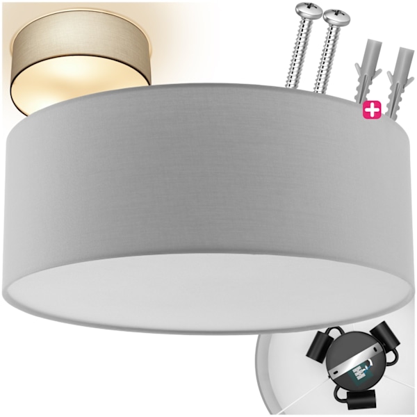 tectake Taklampa Circum, plafond i linne grå