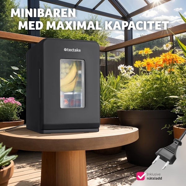 tectake Bärbart mini-kylskåp med 2 i 1 funktion 27x31x41cm Svart