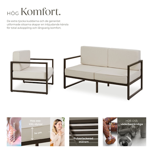 tectake Loungeset Comosa för 5 personer Beige