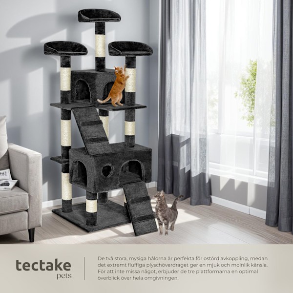 tectake Katt klösträd, klösmöbel Mogli Svart