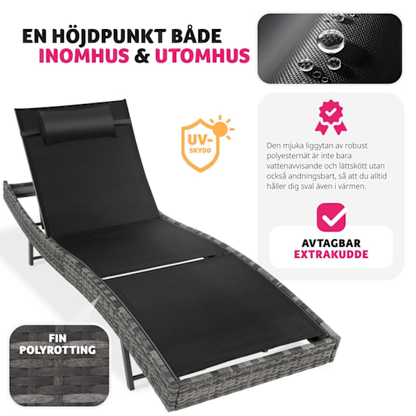 tectake Solsäng konstrotting Delphine Mörkgrå