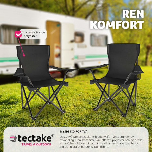 tectake 2 Campingstolar Gil Svart