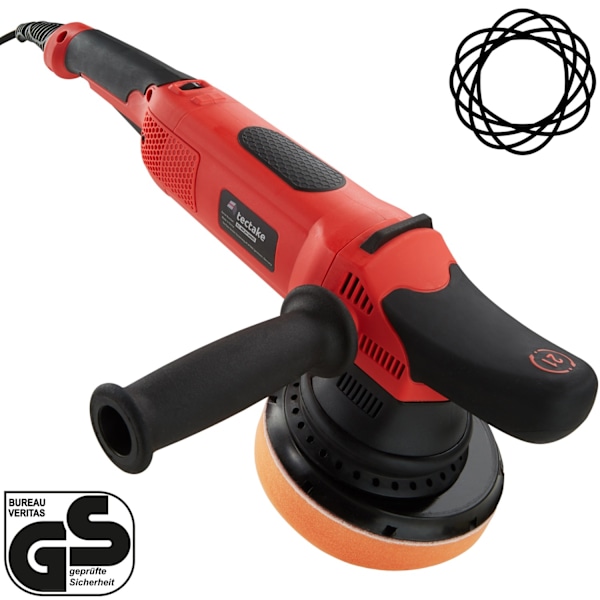 tectake Polermaskin Excenter K7250 - 16 delar inkl. polermedel Röd