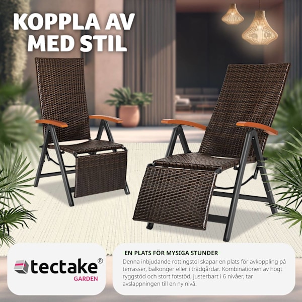 tectake Fällbar stol i rotting med aluminiumram och fotstöd Brun