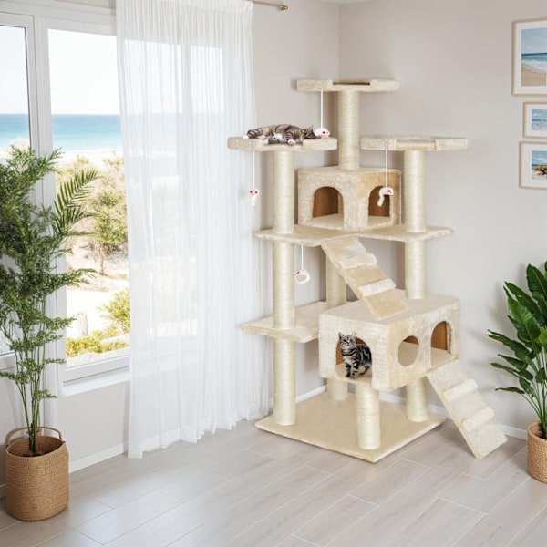 tectake Klösträd katt Knuti Beige