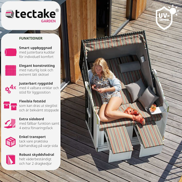 tectake Strandkorg med dyna, inklusive skyddsöverdrag multifärg