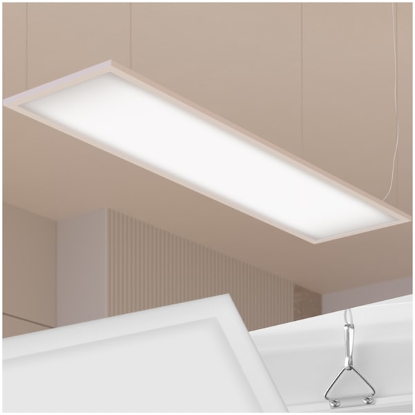 tectake LED-panel Lucerna, ultratunn, varmvit, strömsnål - 119,5 x 29,5 cm Vit