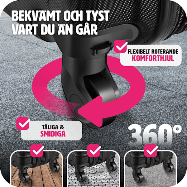 tectake Resväskeset 4 stycken med hårt skal Svart