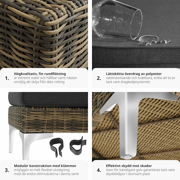 tectake Höger hörnmodul till loungeset Villanova i konstrotting Natur