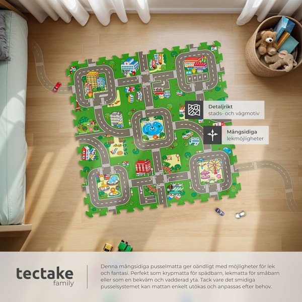 tectake Pusselmatta MyCity stadsmotiv med 9-delar multifärg