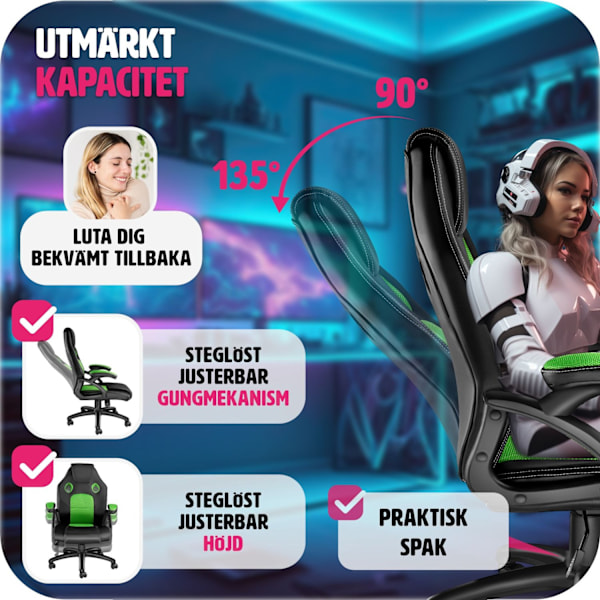 tectake Gamingstol Mike Grön