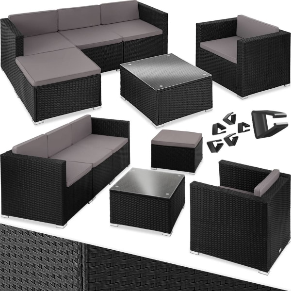 tectake Loungeset Lignano Svart